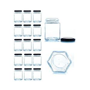 Barattoli di vetro esagonali da 250 ml con coperchi a vite - Product Image 3