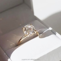 Bague en moissanite ronde au design classique, or massif 18 carats, bagues pour femmes, moissanite diamant 2 carats/4 carats pour bague de fiançailles de mariage