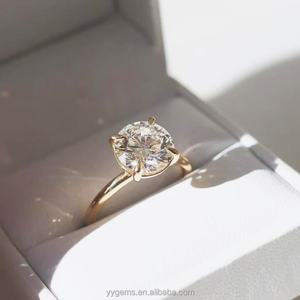 Anillo de Moissanita Redonda de Diseño Clásico, Oro Sólido de 18K, Anillos para Mujer, Diamante de Moissanita de 2ct/4ct para Anillo de Compromiso o Boda - Product Image 4