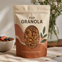 Sachet Doypack Personnalisé Compostable avec Fenêtre pour Granola aux Noix, Emballage Souple Premium pour Granola, Usine OEM