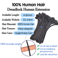 Vente en Gros de Cheveux Inter Bouclés Micro Loc Extensions Dreadlocks Vrais Cheveux Humains Micro Locs Extensions de Cheveux Humains Dreadloc Permanent