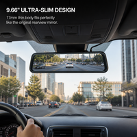 Kamera Dasbor Cermin 9.66" 2K QHD Depan + 1080P Belakang Lensa Ganda, IPS Touch Ultra-Slim 17mm Super Kapasitor 256GB OEM Kustom