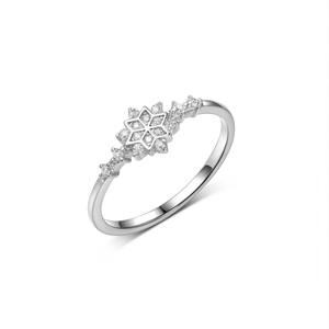 Wanita 925 perak murni perhiasan wanita trendi kepingan salju logam Korea janji jari S925 cincin minimalis - Product Image 4