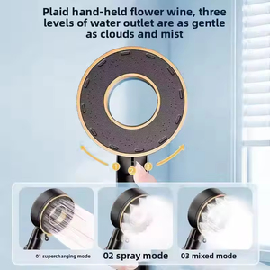 Soffione doccia portatile YF moderno a forma cava, ad alta pressione, con 3 modalità, filtro e funzione pioggia, con pulsante di pausa per il bagno - Product Image 5