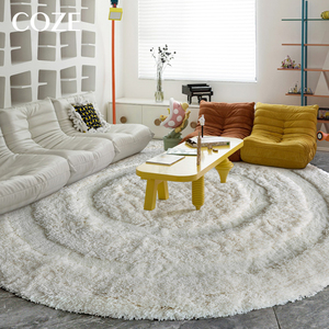 <span class=keywords><strong>Tapis</strong></span> rond en peluche fait main Coze, moderne, minimaliste, de couleur crème, haut de gamme, pour chambre à coucher, <span class=keywords><strong>tapis</strong></span> moelleux en soie de lait pour salon - Product Image 3