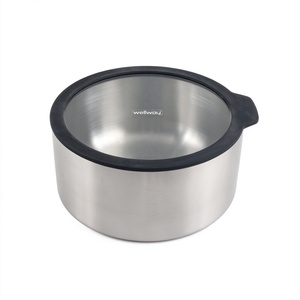 Stainless Steel <b>Insulated</b> Double Wall Satin Bowl With Glass Lid Reusable <b>Food</b> <b>Container</b> For Household - Product Image 2