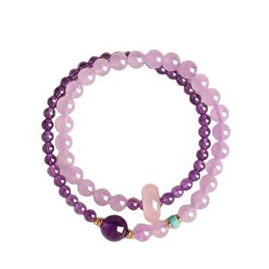 Pulsera <span class=keywords><strong>de</strong></span> Cristal <span class=keywords><strong>de</strong></span> Fresa Natural, Doble Círculo Apilado, Hecha a Mano para Mujer, Exquisita, Elegante, <span class=keywords><strong>Beneficios</strong></span> para Empleados - Product Image 5
