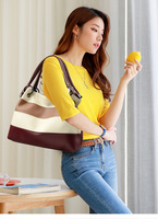 Bolso Tote de Hombro de Cuero PU Suave con Diseño Refinado Personalizado, Costuras Onduladas y Bloques de Color, Textura Granulada