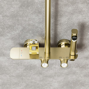 Ensemble de <span class=keywords><strong>douche</strong></span> à 4 fonctions et mélangeur de <span class=keywords><strong>douche</strong></span> de salle de bain en or brossé - Product Image 2