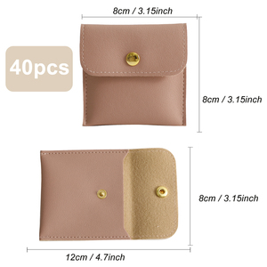 ขายส่ง 40 ชิ้น กระเป๋าใส่เครื่องประดับ PU สีชมพูเข้ม กระเป๋าหนังคุณภาพสูงพร้อมกระดุม  กระเป๋าใส่สร้อยคอ แหวน ต่างหู ไม่มีโลโก้ - Product Image 3