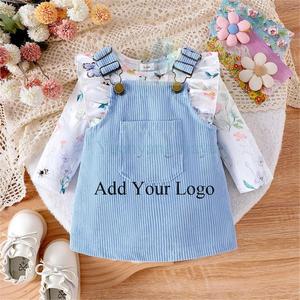 Vestito in cotone floreale per bambina abbigliamento autunnale <span class=keywords><strong>neonato</strong></span> per bambini e neonati con tutina a manica lunga Set di vestiti per bambine - Product Image 3