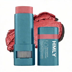 Baume Teinté Vegan à l'Oxyde de Zinc Minéral <span class=keywords><strong>SPF</strong></span> <span class=keywords><strong>50</strong></span>, Teinte Baie, pour Lèvres et Joues, Protection Contre la Pollution Lumineuse Bleue, <span class=keywords><strong>Stick</strong></span> Solaire Teinté Marque Blanche - Product Image 1
