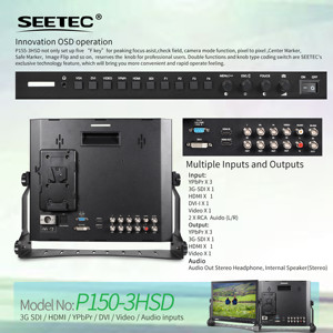 Monitor LCD Profesional SEETEC P150-3HSD de 15 Pulgadas con Diseño de Aluminio, Resolución HD 1024x768, 3G-SDI, HDMI, AV, YPbPr - Product Image 3