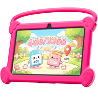 Tablette Android portable pour enfants de 7 pouces, 2 Go + 2 Go de RAM, 32 Go de mémoire, tablette éducative pour enfant avec coque en silicone souple