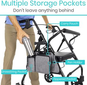Sac latéral de gros pour fauteuil roulant avec porte-gobelet, sac latéral pour déambulateur et trottinette - Product Image 3