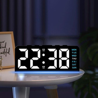 Jam Dinding Digital LED Alarm Pintar Kustom Lampu Malam Modern Rumah Tampilan Cuaca 24 Jam Termometer Dalam Ruangan Kamar Tidur Kantor USB