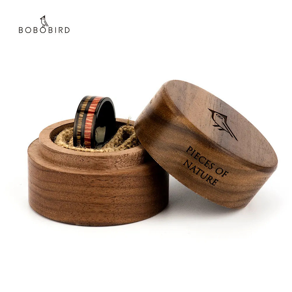 BOBO BIRD Wholesale 2021 New Fashion Jewelry Men and Women Wooden Ring with wood box
