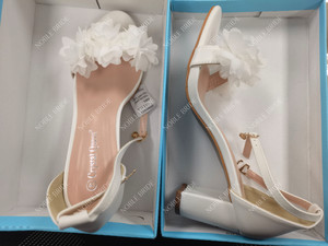 Sandali da <span class=keywords><strong>donna</strong></span> per festa di nozze fiori con cinturino alla caviglia pump <span class=keywords><strong>scarpe</strong></span> da sposa bianche con <span class=keywords><strong>tacco</strong></span> <span class=keywords><strong>medio</strong></span> quadrato da 7CM - Product Image 6