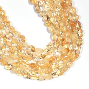 Wholesale Price 8-10mm Irregular Natural Stone Citrine Gravel Pebble Healing Crystal Beads For Diy Citrine Bracelet