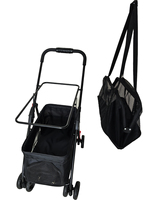 Poussette multifonctionnelle à double couche, grande capacité, pliable, imperméable, portable, 4 roues, métal durable