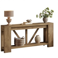 Console en bois rustique de style farmhouse extra longue de 70,9 pouces avec design en X et étagère de rangement ouverte, idéale pour l'entrée ou comme accent de salon moderne