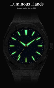 Montre à quartz de luxe <span class=keywords><strong>pour</strong></span> hommes de 42mm, <span class=keywords><strong>lunette</strong></span> givrée brillante et étanche avec cadran étoilé et étoile sombre, montres de guerre OEM de style tendance - Product Image 5