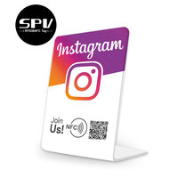 Base NFC con Pantalla Táctil Personalizada con Código QR y Logotipo para Redes Sociales: Facebook, Instagram, WhatsApp, Reseñas de Google
