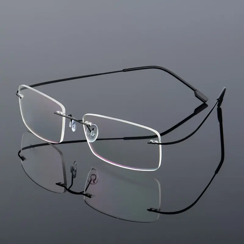 إطار نظارات رجالي عالي الجودة, إطار نظارات رجالي عالي الجودة ضخمة قابل للتمدد إطار معدني نظارات خفيفة بدون إطار من سبائك التيتانيوم Tr90