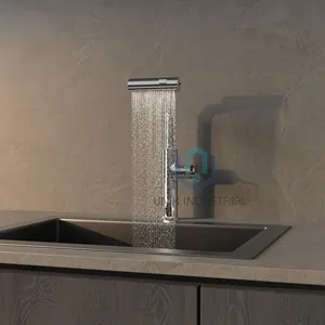 2023 New Pull Out Brass Black Neues Modell Wasserfall Küchen armaturen mit Pull-Down-Sprüh gerät
