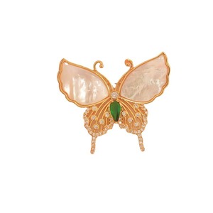 เข็มกลัดรูปผีเสื้อเปลือกหอยธรรมชาติสวยงาม หรูหรา ระดับไฮเอนด์ เหมาะสำหรับงานแต่งงาน ชุบทอง ประดับตกแต่งอย่างมีระดับ - Product Image 4