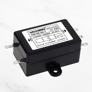 Filtre EMI SNXRON monophasé AC 250V 1-10A, boîtier nickelé noir, pattes de soudure à languette, CW15E-T - Product Image 1