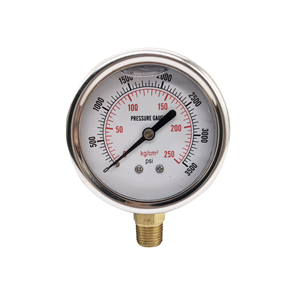 Manomètre analogique à tube Bourdon en laiton de haute qualité Godeson GM03SL-R, boîtier en acier inoxydable -30psi à 6000psi - Product Image 5