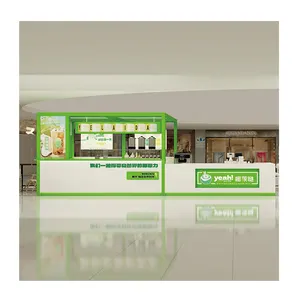 Retail Food Kiosk Wholesale Wooden Metal Coffee Tea Showcase Small Shopping Mall Food Kiosk Design For Sale