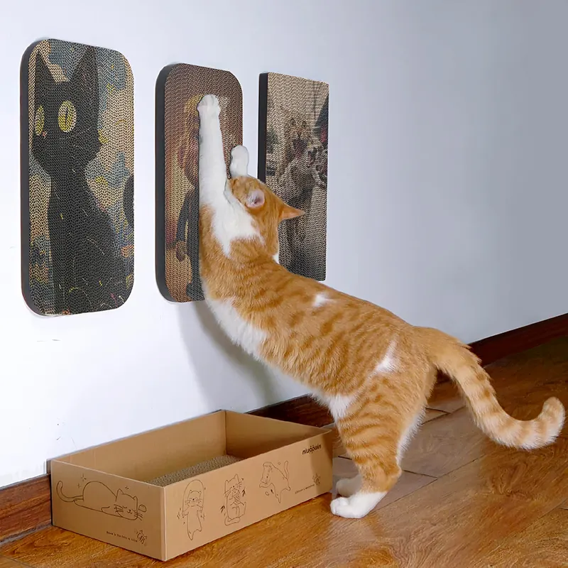 Pet-Cheer Hoge Kwaliteit Cat Scratcher Kartonnen Doos Met 5 Printing Pack Vervanging Omkeerbare Cat Scratcher Pad
