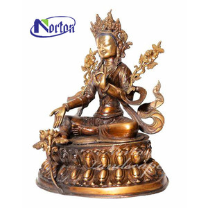 Conception personnalisée Métal Bronze Buda <span class=keywords><strong>Bouddha</strong></span> Sculpture <span class=keywords><strong>Tara</strong></span> verte Statue en laiton pour la décoration de la maison - Product Image 2