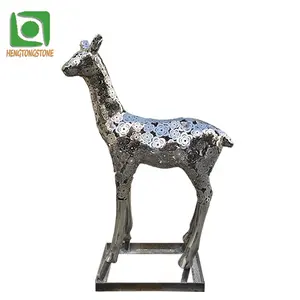 装饰金属动物雕像不锈钢梅花鹿雕塑现货