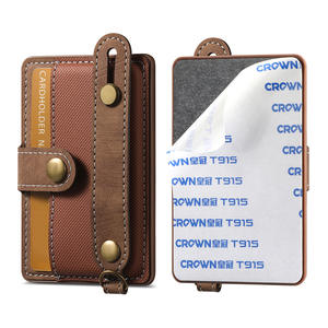 Cartera de pulsera retro de cuero PU con bloqueo RFID para tarjetas de crédito, tipo brazalete con cordón. - Product Image 3