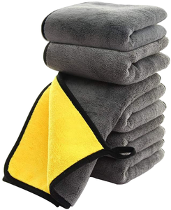 Serviette de lavage de voiture en microfibre personnalisée en usine, pour séchage rapide, microfibre à boucle simple, couleur grise, absorbante, avec logo imprimé sur mesure - Product Image 1