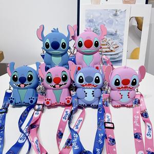 Tas Koin Silikon Lembut Dompet Jahitan Kartun Lucu Tas Penyimpanan Selempang Anti-Hilang Ponsel Portabel Tas Selempang Dengan Tali - Product Image 1