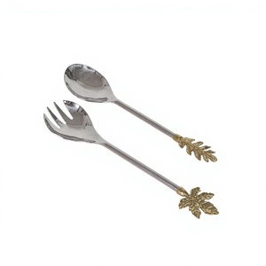 Ustensiles de cuisine Outils de cuisson Serveurs à salade Acier inoxydable Argent poli avec poignée design MOP Nouveau design Ensemble de cuillères de style royal - Product Image 3