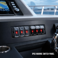Panneau de commutation à bascule DAMAVO 6 gangues SPST 12V 16A IP65 étanche bleu ABS/PC pour bateau, camping-car, camion, marine, agricole, construction
