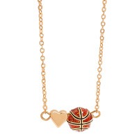 Zierliche Herz-Sportball-Anhänger-Halskette, vergoldet, Fußball, Basketball, Volleyball, Charm-Halskette, trendiger Sportfan-Schmuck, Geschenk
