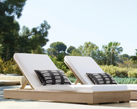 Chaise longue pliante en teck moderne COSTA pour jardin, plage et extérieur
