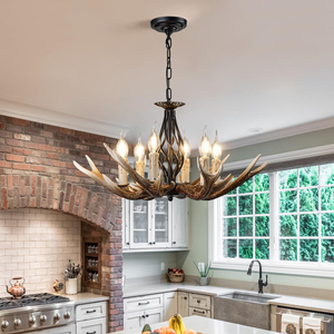 Lámpara de Araña de Resina con Diseño de Asta de Ciervo, <span class=keywords><strong>Estilo</strong></span> Americano Retro, para Sala de Estar, <span class=keywords><strong>Comedor</strong></span>, Decoración Nórdica Creativa para Cafetería, Casa de Huéspedes o Cabaña - Product Image 3