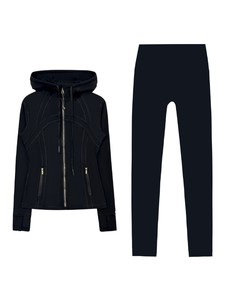 Completo da Yoga Traspirante da Donna in Due Pezzi, Set con Maniche Lunghe per Fitness, Corsa e Attività all'Aperto, Top Modellante con Cappuccio - Product Image 3