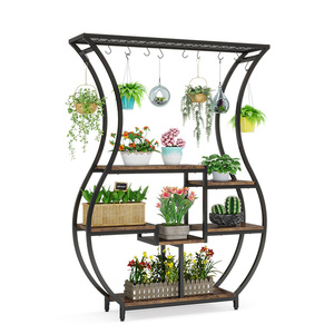 Supports pour plantes de décoration d'intérieur à plusieurs niveaux personnalisés en usine avec cintre pour plusieurs pots de fleurs et jardinières - Product Image 1