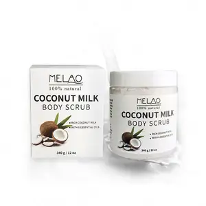 Coconut Milk Body Anti Cellulite Scrub & Exfoliator, 12 Oz Natural Skin Care Formula Helps with Stretch Marks, Eczema,