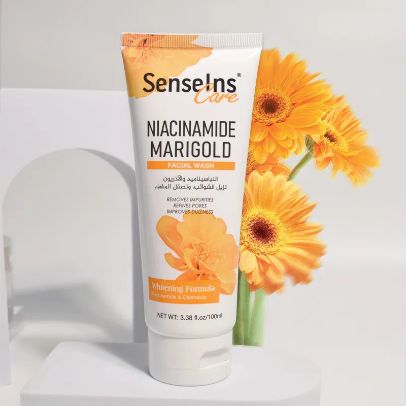 Penjualan laris niacinamide marigold pembersih wajah label pribadi berbusa organik pembersih hidrasi mencerahkan Cuci wajah