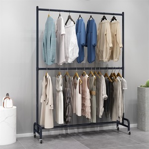 Présentoirs à vêtements pour magasins de vêtements pour hommes et femmes Cintres à double couche au sol qui peuvent être réglables - Product Image 3