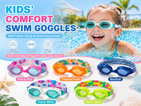 Lunettes de natation pour enfants XIALE, sangle en tissu pour filles, lentilles PC HD anti-buée, écologiques, joint en silicone souple réglable, protection UV